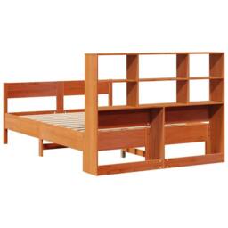 Berkfield Home Bookcase Bed without Mattress Wax Brown 160x200cm Solid Wood Pine - Size: 160x200 cm - thumbnail 6