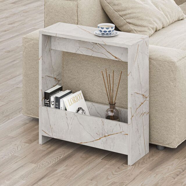 Decortie 'Simpi' Modern 2-Tier Side Table 60cm - Open Shelf End Table in Gold - Size: 1 Pack - image 1