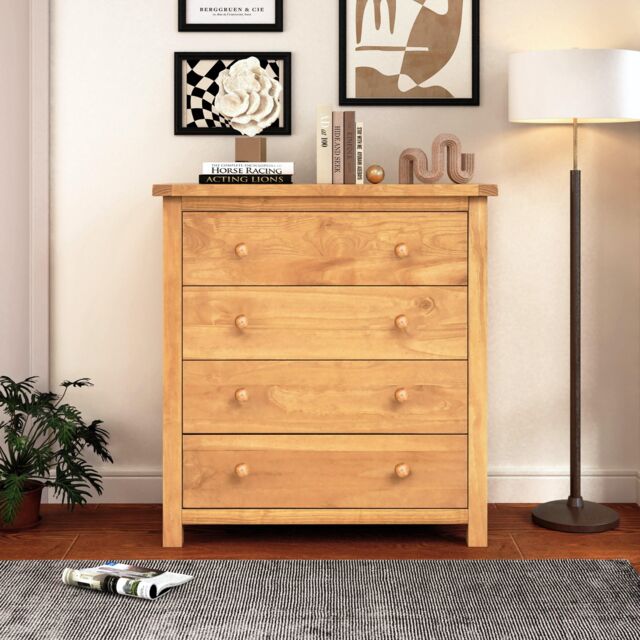 Cabinet Bits Lugo 4 Drawer Chest of Drawers Wood Knob in Light Brown - image 1