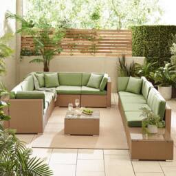FurnitureboxUK Orlando 10 Seat Modular Outdoor Garden Rattan Sofa in Green - thumbnail 3