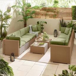 FurnitureboxUK Orlando 10 Seat Modular Outdoor Garden Rattan Sofa in Green - thumbnail 5