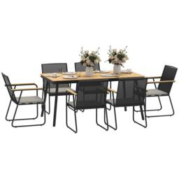 OUTSUNNY 6 Seater Garden Dining Set with Cushions Rattan Backrest in Natural - thumbnail 2