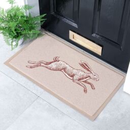 Artsy Mats Jumping Hare Indoor & Outdoor Doormat - 70x40cm in Beige - Size: 40 cm x 70 cm - thumbnail 1