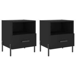 Berkfield Home Modern Bedside Cabinets 2 pcs Black 40x35x47.5 cm Engineered Wood - thumbnail 3