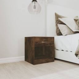 Berkfield Home Decorative Bedside Cabinets 2 pcs with Drawer Smoked Oak in Brown - thumbnail 1