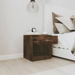 Berkfield Home Decorative Bedside Cabinets 2 pcs with Drawer Smoked Oak in Brown - thumbnail 4