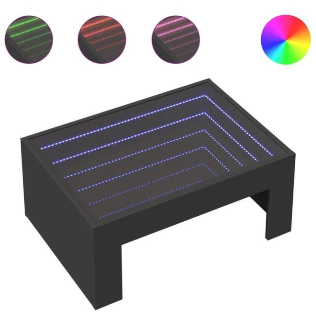 Berkfield Home Coffee Table with Infinity LED Black 70x50x30 cm - Size: 70 x 50 x 30 cm - image 1