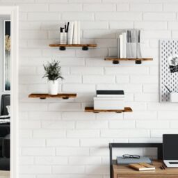 Berkfield Home Wall Shelves 4 pcs Smoked Oak 40x30x1.5 cm Engineered Wood in Brown - thumbnail 3