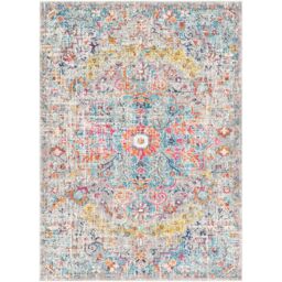 Livabliss Harput-Vintage Blue Orange Yellow Grey Traditional Boho Living Rug in Teal - Size: 120 cm x 170 cm - thumbnail 2