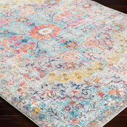 Livabliss Harput-Vintage Blue Orange Yellow Grey Traditional Boho Living Rug in Teal - Size: 120 cm x 170 cm - thumbnail 6