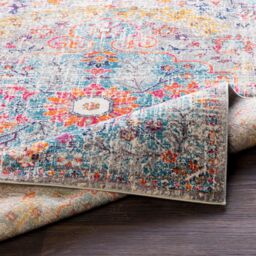 Livabliss Harput-Vintage Blue Orange Yellow Grey Traditional Boho Living Rug in Teal - Size: 120 cm x 170 cm - thumbnail 4