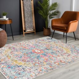 Livabliss Harput-Vintage Blue Orange Yellow Grey Traditional Boho Living Rug in Teal - Size: 120 cm x 170 cm - thumbnail 8
