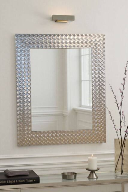 Yearn Mirrors Hammered Silver Framed Bevelled Mirror in Metallic Silver - image 1