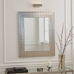 Yearn Mirrors Hammered Silver Framed Bevelled Mirror in Metallic Silver - thumbnail 2