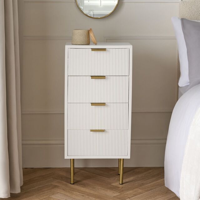 OHS Ribbed 4-Drawer Unit Engineered Wood Cabinet Storage in White - image 1