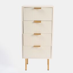 OHS Ribbed 4-Drawer Unit Engineered Wood Cabinet Storage in Cream - thumbnail 4