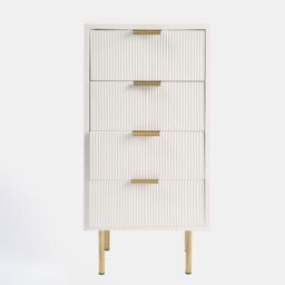 OHS Ribbed 4-Drawer Unit Engineered Wood Cabinet Storage in White - thumbnail 4