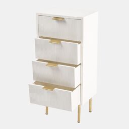 OHS Ribbed 4-Drawer Unit Engineered Wood Cabinet Storage in White - thumbnail 5