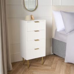 OHS Ribbed 4-Drawer Unit Engineered Wood Cabinet Storage in White - thumbnail 2