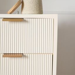 OHS Ribbed 4-Drawer Unit Engineered Wood Cabinet Storage in Cream - thumbnail 3