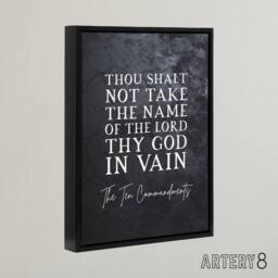 "Artery8 Ten Commandments Not In Vain Bible Quote Framed Canvas Wall Art Print in Grey - Size: W12"" x H16""" - thumbnail 2