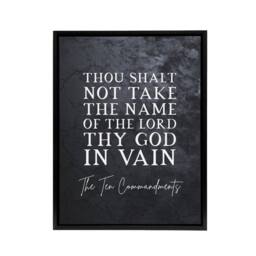 "Artery8 Ten Commandments Not In Vain Bible Quote Framed Canvas Wall Art Print in Grey - Size: W12"" x H16""" - thumbnail 1