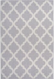 THE RUGS Outdoor Indoor Grey Ivory Geometric Trellis Rug Weather Resistant - Size: 120 cm x 170 cm - thumbnail 2