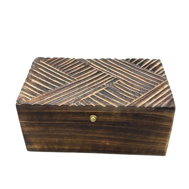 KDMD Vintage Deco - Multi Purpose Box - 22x12x10cm - Antique Lines in Brown - Size: 22 x 12 x 10 cm - image 1