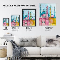 "Artery8 Brighton Royal Pavilion Colourful Watercolour Wall Art Print in Blue - Size: W12"" x H16""" - thumbnail 3
