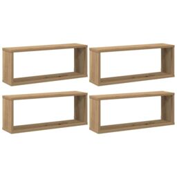 Berkfield Home Wall Cube Shelves 4 pcs Artisan Oak 60x15x23 cm Engineered Wood in Brown - Size: 60 x 15 x 23 cm - thumbnail 2