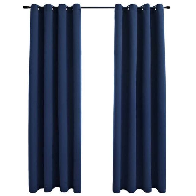 Berkfield Home Blackout Curtains with Metal Rings 2 pcs Blue 140x225 cm - image 1