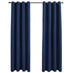 Berkfield Home Blackout Curtains with Metal Rings 2 pcs Blue 140x225 cm - thumbnail 1