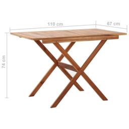 Berkfield Home Garden Table 110x67x74 cm Solid Acacia Wood in Brown - Size: 110 x 67 x 74 cm - thumbnail 6