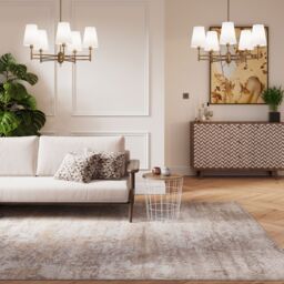 Kukoon Neutral Beige Distressed Abstract Living Area Rug - Size: 60 cm x 240 cm - thumbnail 3