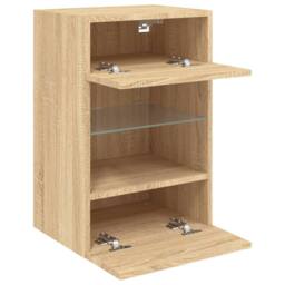 Berkfield Home TV Wall Cabinet with LED Lights Sonoma Oak 40x30x60.5 cm in Light Brown - thumbnail 8