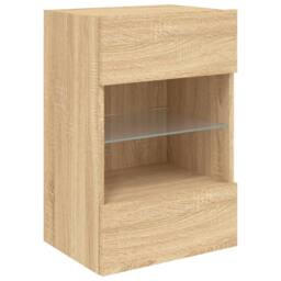 Berkfield Home TV Wall Cabinet with LED Lights Sonoma Oak 40x30x60.5 cm in Light Brown - thumbnail 3