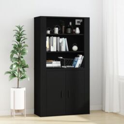 Berkfield Home Wall Cabinet Black 80x33x80 cm Engineered Wood - Size: 80 x 33 x 80 cm - thumbnail 6