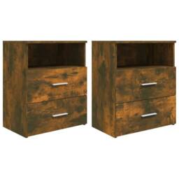 Berkfield Home Modern Bed Cabinets 2 pcs Smoked Oak 50x32x60 cm in Brown - Size: 50 x 32 x 60 cm - thumbnail 2