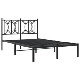 Berkfield Home Metal Bed Frame without Mattress with Headboard Black 120x190cm - Size: 120x190 cm - thumbnail 3