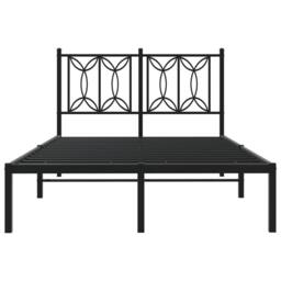 Berkfield Home Metal Bed Frame without Mattress with Headboard Black 120x190cm - Size: 120x190 cm - thumbnail 4