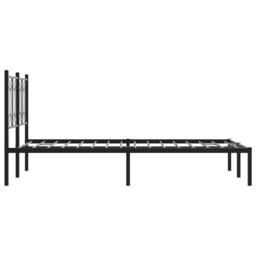 Berkfield Home Metal Bed Frame without Mattress with Headboard Black 120x190cm - Size: 120x190 cm - thumbnail 5