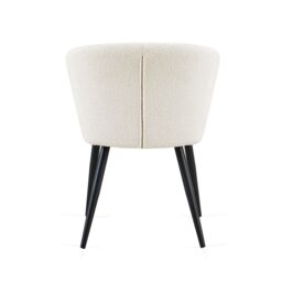 SONARA Set of 2 Boucle Fabric Dining Chairs with Arms & Cross Metal Legs in White - thumbnail 8