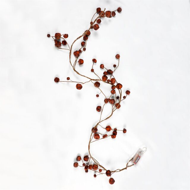 Shatchi 150cm Pre-Lit Hanging Garland Decorations Golden/Silver Bells with 20 Warm White LEDs Christmas Home Wall Door Jingle Xmas in Red - image 1