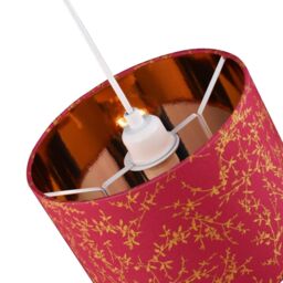 Happy Homewares Modern Soft Cotton Fabric Lamp Shade with Shiny Foil Floral Decoration in Burgundy - Size: 10 inches - thumbnail 3