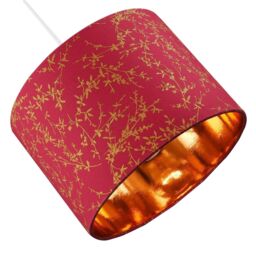 Happy Homewares Modern Soft Cotton Fabric Lamp Shade with Shiny Foil Floral Decoration in Burgundy - Size: 10 inches - thumbnail 4