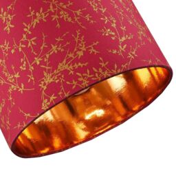 Happy Homewares Modern Soft Cotton Fabric Lamp Shade with Shiny Foil Floral Decoration in Burgundy - Size: 10 inches - thumbnail 5