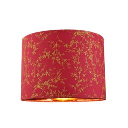 Happy Homewares Modern Soft Cotton Fabric Lamp Shade with Shiny Foil Floral Decoration in Burgundy - Size: 10 inches - thumbnail 6
