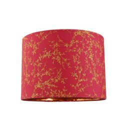 Happy Homewares Modern Soft Cotton Fabric Lamp Shade with Shiny Foil Floral Decoration in Burgundy - Size: 10 inches - thumbnail 1