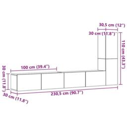 Berkfield Home 3 Piece TV Cabinet Set Wall-mounted Artisan Oak Engineered Wood - thumbnail 9