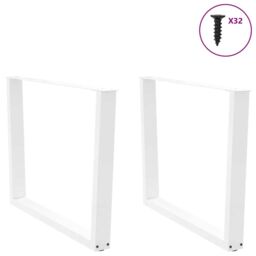 Berkfield Home Dining Table Legs V-Shape 2 pcs White 100x(72-73.3) cm Steel - thumbnail 3